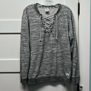 VS PINK Jersey Lace Up Sweatshirt